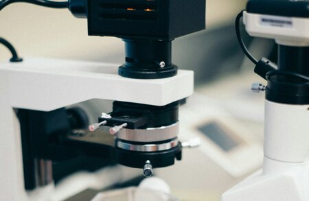 A close-up image of a microscope.
