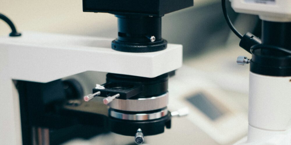 A close-up image of a microscope.