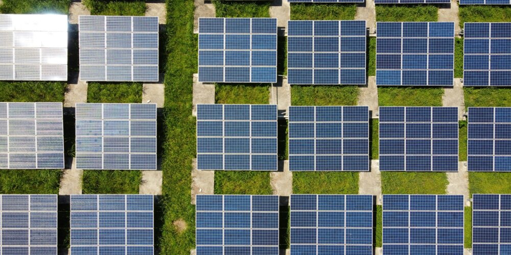 A row of solar panels.