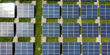 A row of solar panels.